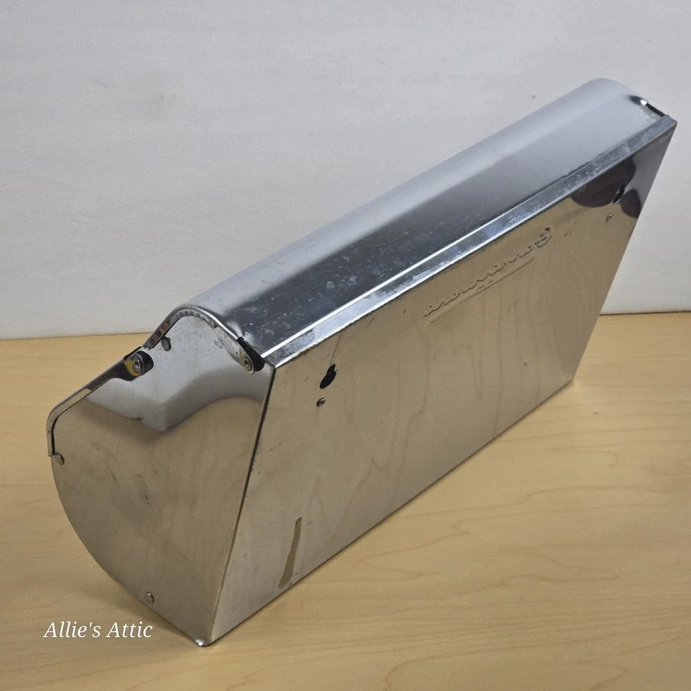 Vintage Kitchen Dispenser Chrome Metal Alum Foil Wax Paper Paper Towel Holder